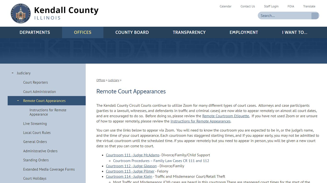 Remote Court Appearances | Kendall County, IL